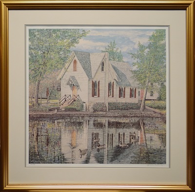 Picture of Lake Afton Library by James Redding with 1-1/2-inch gold shiny frame