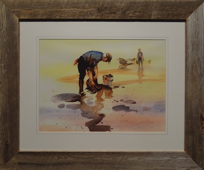 Picture of Clam Diggers (Item # 5000) by Fred Bees with 2-1/4-inch barnwood frame