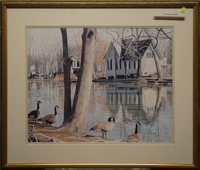 Picture of The Yardley Library by Nancy Weiser with 1-inch gold antique frame