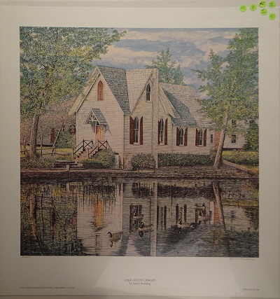 Unframed picture of Lake Afton Library by James Redding