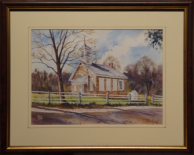 Picture of Franklin (Lutz) Schoolhouse (Item # 3306) by Fred Bees with 1-inch walnut frame