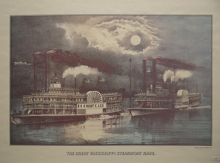 Unframed picture of Great Mississippi Steamboat Race by Currier and Ives