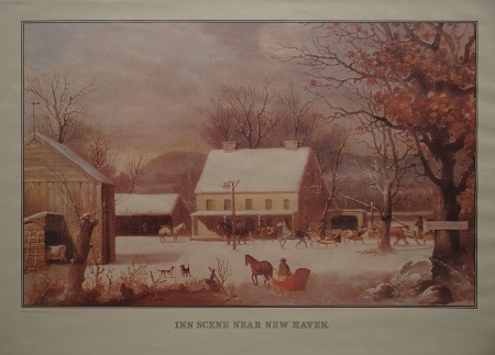 Unframed picture of Inn Scene Near New Haven by Currier and Ives