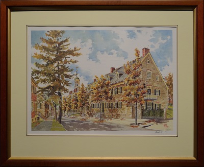 Picture of The Sister's House - Fall (Item # 1005) by Fred Bees with 1-inch walnut with gold lip frame
