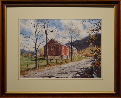 Picture of Mertztown Farm (Item # 3310) by Fred Bees with 1-inch walnut with gold lip frame