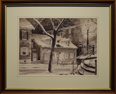 Picture of Frueauff Mueller House (Item # 2006) by Fred Bees with 1-inch walnut with gold lip frame