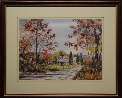 Picture of Road to Katellen (Item # 9007) by Fred Bees with 1-inch walnut with gold lip frame