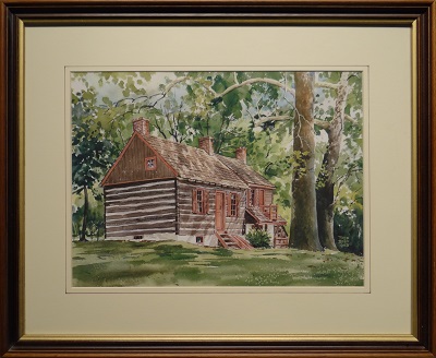 Picture of Moon - Williamson House (Item # 3311) by Fred Bees with 1-inch walnut with gold lip frame