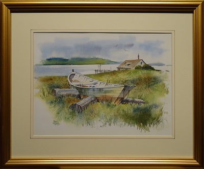 Picture of Back Bay (Item # 5001) by Fred Bees with 1-1/4-inch gold shiny frame