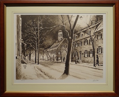 Picture of Church Street - Night (Item # 2003) by Fred Bees with 1-inch walnut with gold lip frame