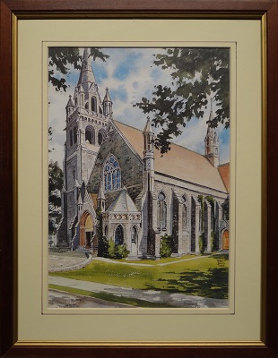 Picture of Packer Chapel (Item # 1502) by Fred Bees with 3/4-inch walnut with gold lip frame
