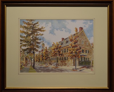 Picture of The Sister's House - Fall (Item # 1005) by Fred Bees with 1-inch walnut with gold lip frame