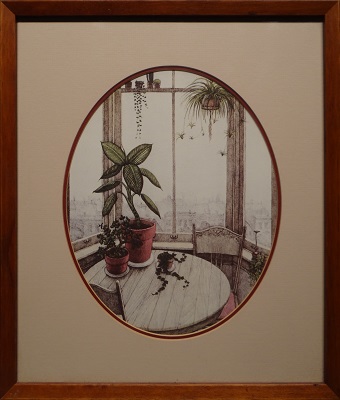 Picture of (Window Garden) by Hunt Wulkowicz with 1/2-inch pecan frame