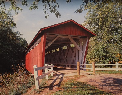 Unframed picture of (Covered Bridge) by unknown artist