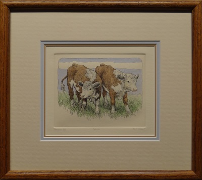 Picture of Calves by Hunt Wulkowicz with 3/4-inch oak with walnut stain frame