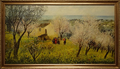 Picture of Spring in the Abruzzi Hills by Michele Cascella with 2-inch silver, champagne frame