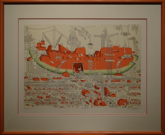 Picture of The Picnic by Bruce Johnson with 1-inch pink frame