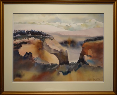 Picture of (Smoky Mountains) by Andrew Sargent with 1-inch gold antique frame