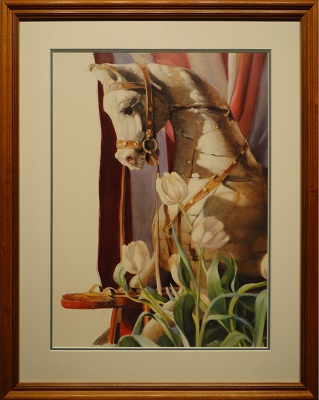 Picture of Tulips by Nancy Noel with 1-1/4-inch stain frame