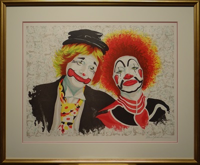 Picture of Two Clowns by Rino Maddaloni with 1-inch gold shiny frame