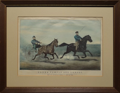 Picture of Flora Temple and Lancet by Currier and Ives with 1-inch walnut frame